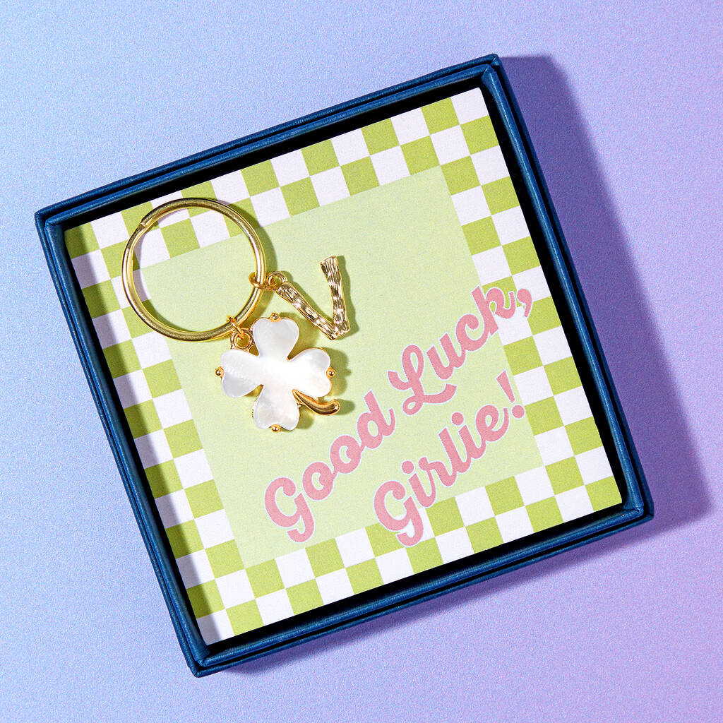 Good Luck Girlie Clover Keyring