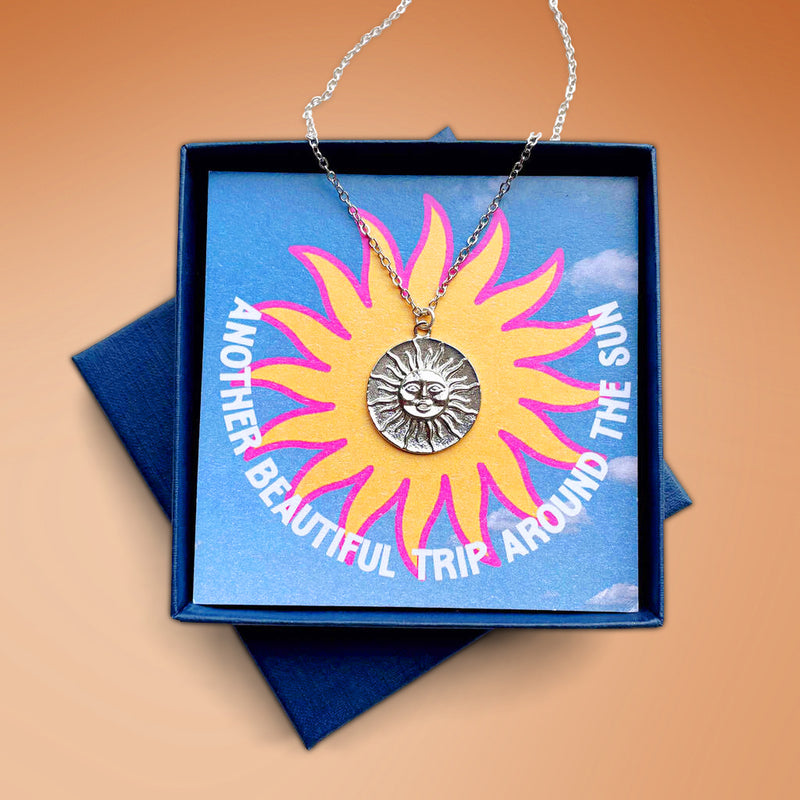 Happy Birthday Sun Necklace and Card Set