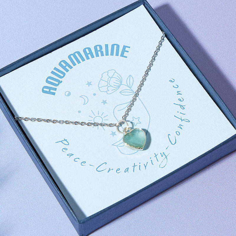 Healing Heart Aquamarine Gemstone Necklace