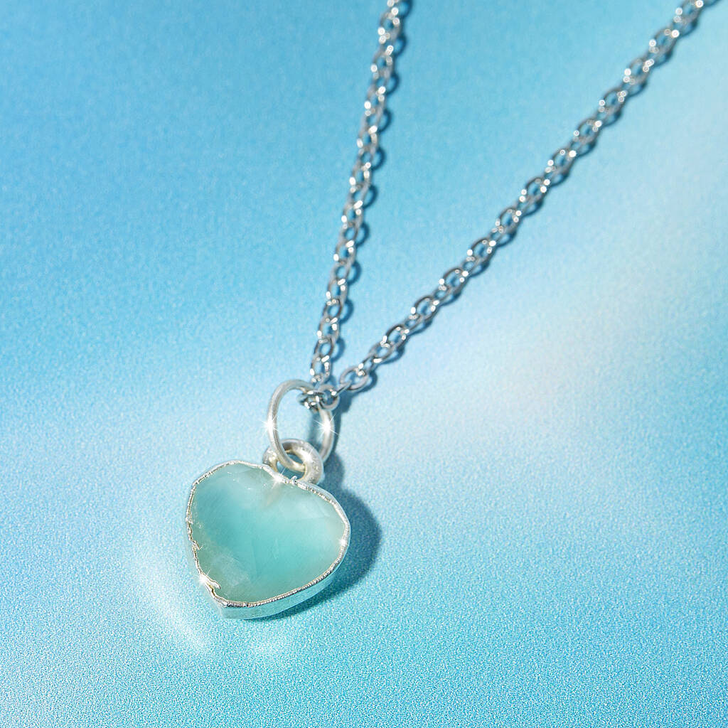 Healing Heart Aquamarine Gemstone Necklace