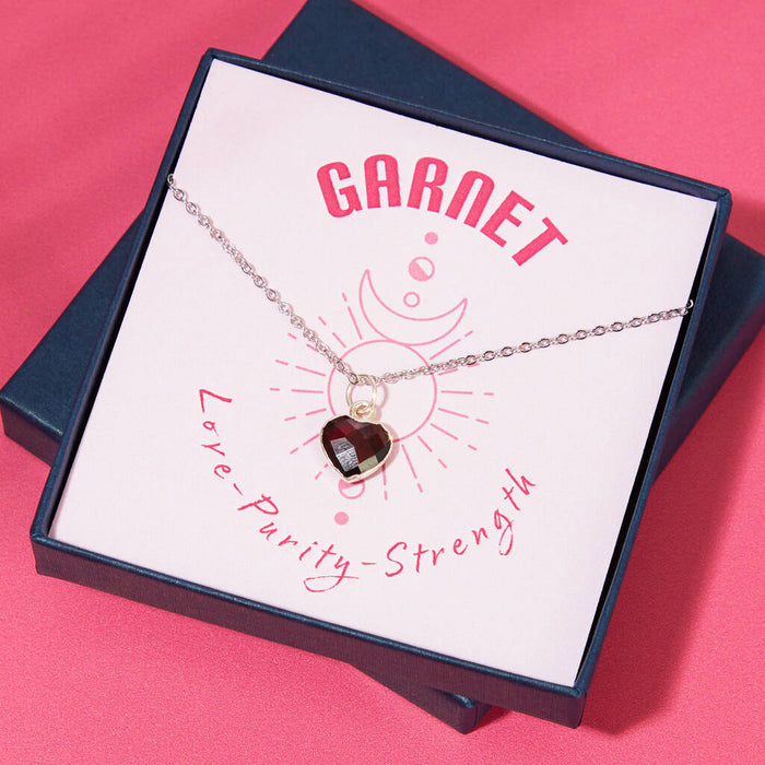 Healing Heart Garnet Gemstone Necklace