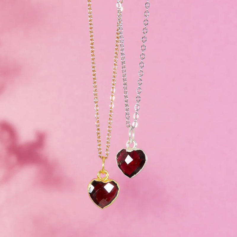 Healing Heart Garnet Gemstone Necklace