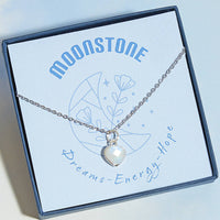 Healing Heart Rainbow Moonstone Gemstone Necklace