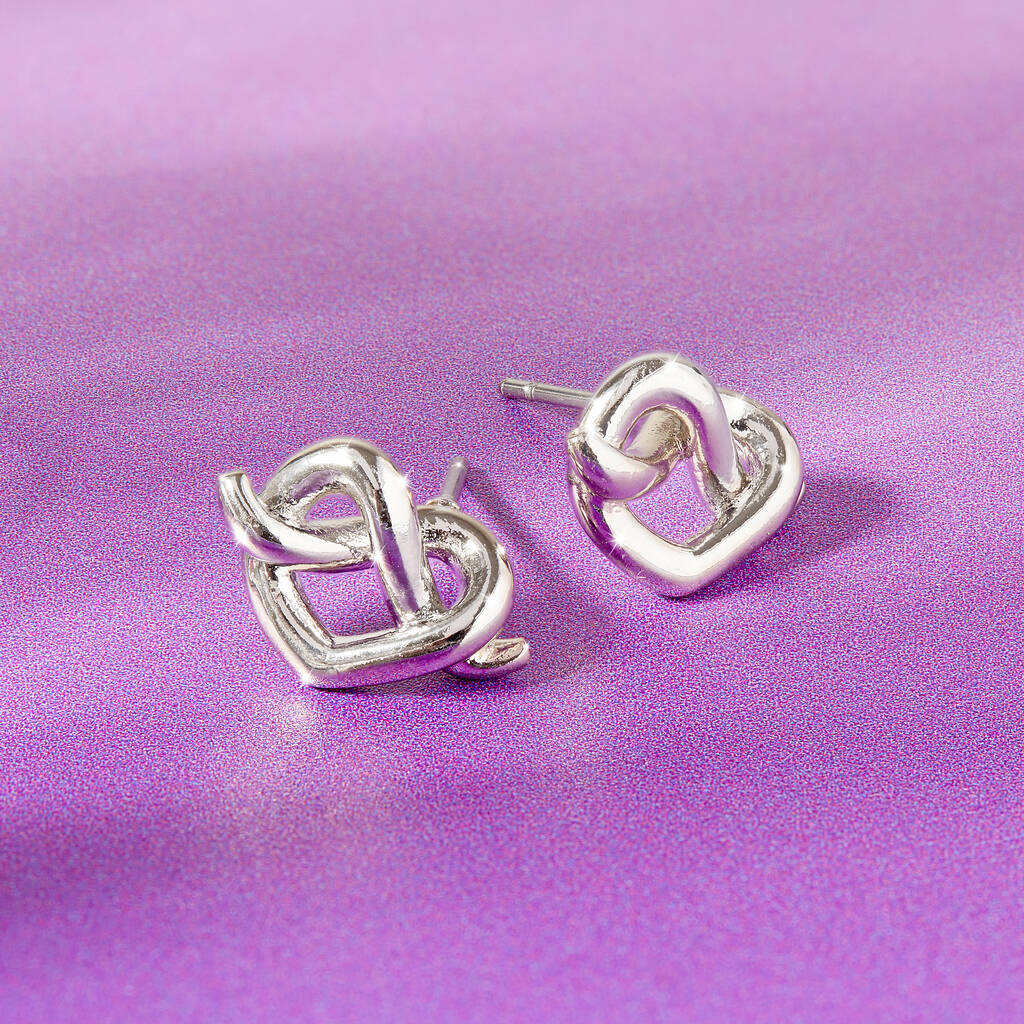 Heart Pretzel Gold or Silver Plated Stud Earrings