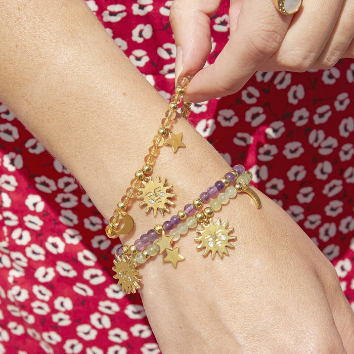 Helios Personalised Gemstone And Celestial Charm Bracelet
