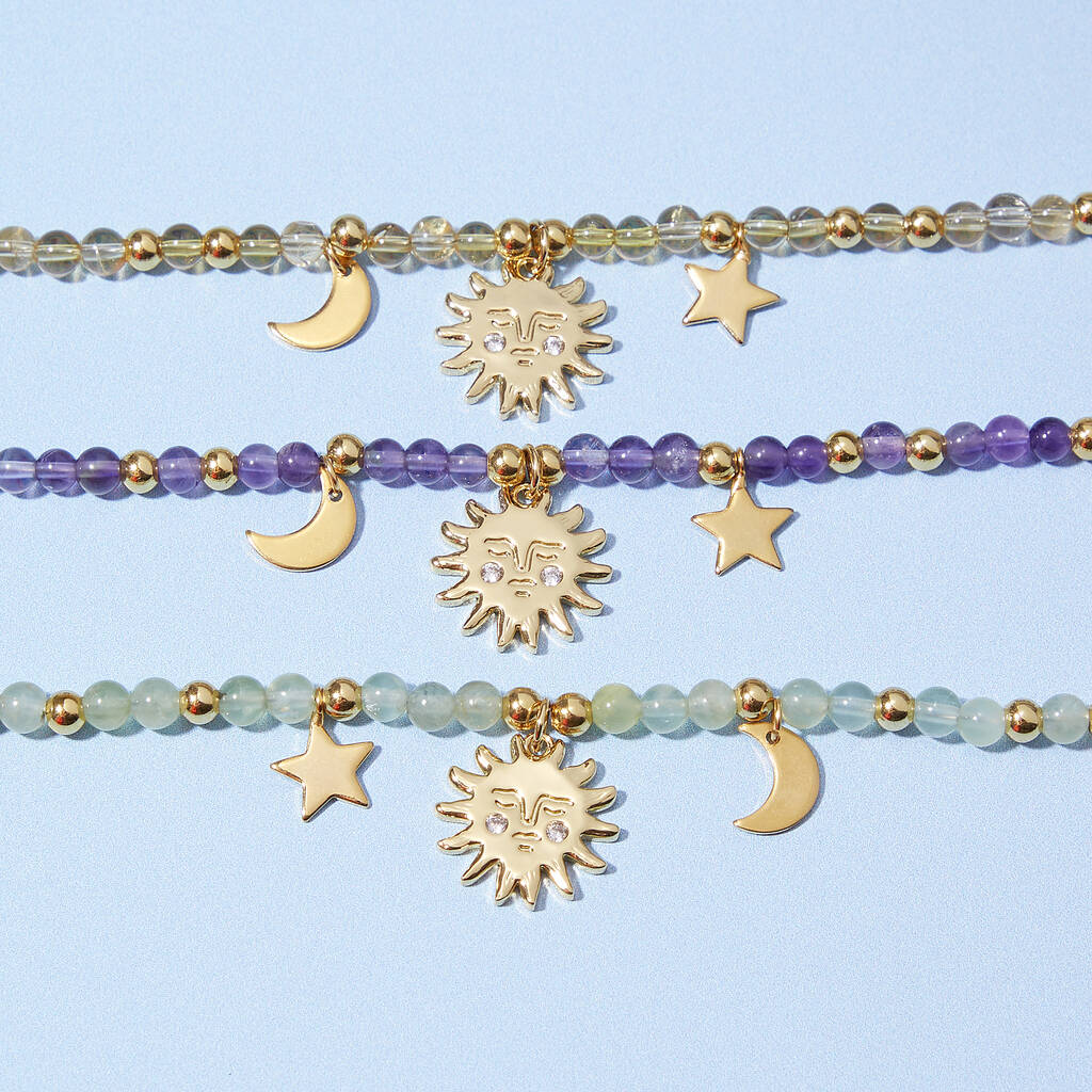 Helios Personalised Gemstone And Celestial Charm Bracelet