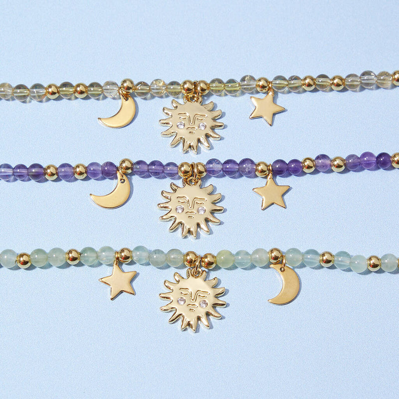 Helios Personalised Gemstone And Celestial Charm Bracelet
