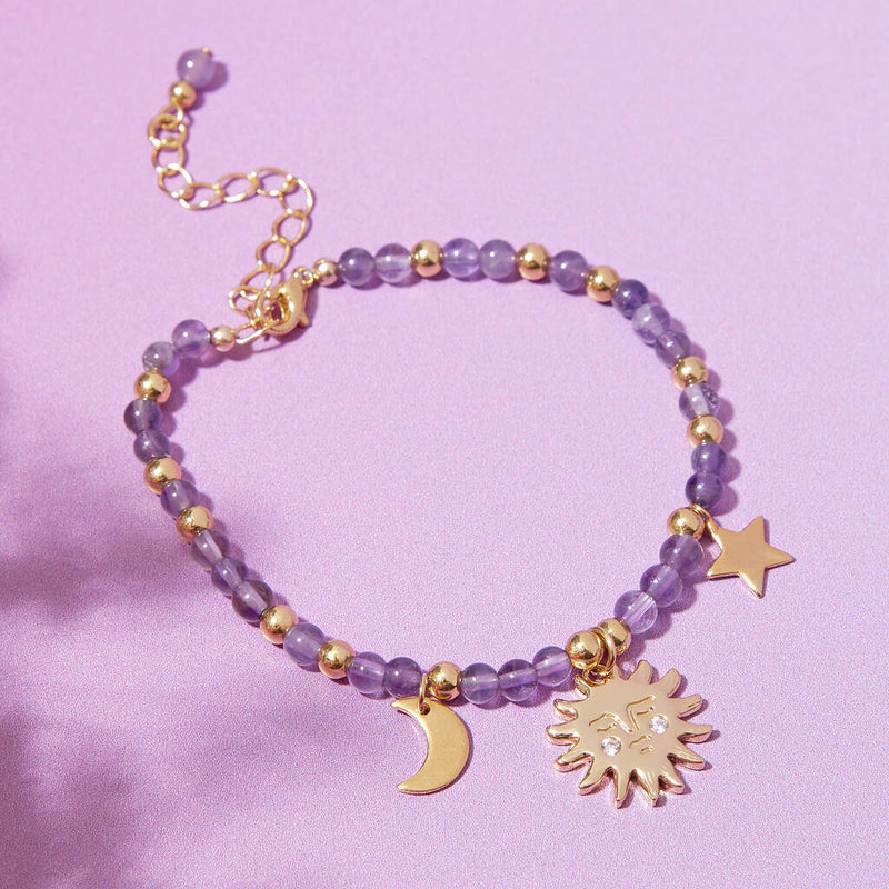 Helios Personalised Gemstone And Celestial Charm Bracelet