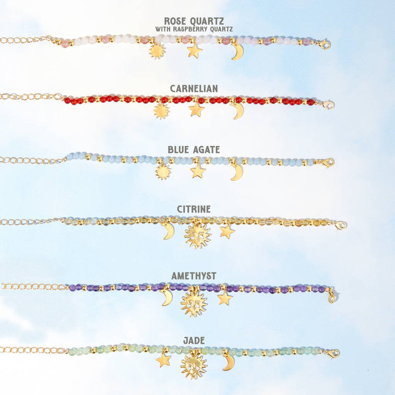Helios Personalised Gemstone And Celestial Charm Bracelet