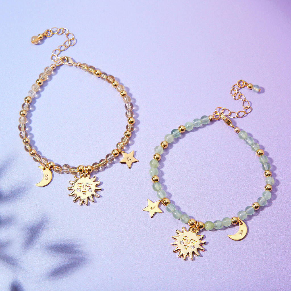 Helios Personalised Gemstone And Celestial Charm Bracelet
