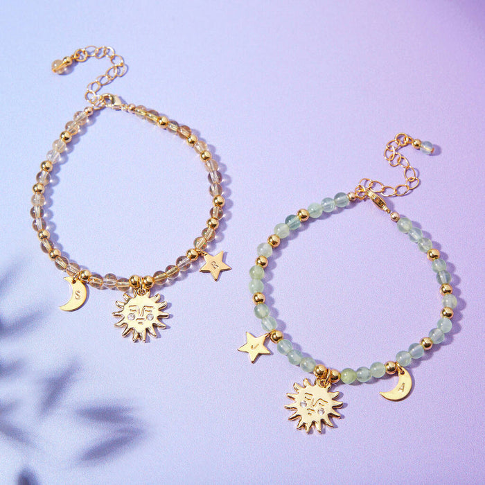 Helios Personalised Gemstone And Celestial Charm Bracelet