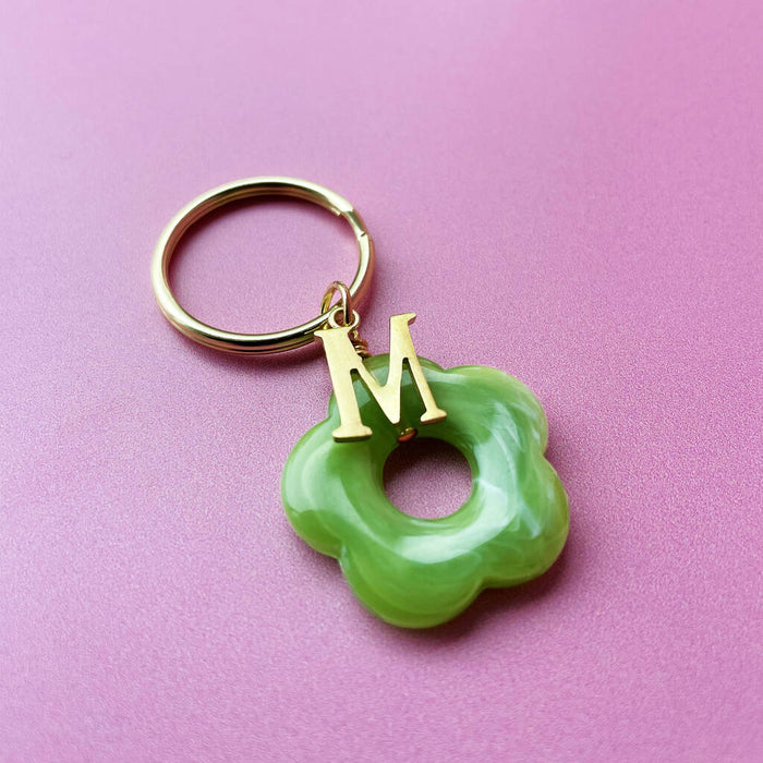Initial Flower Keyring Thank You Gift