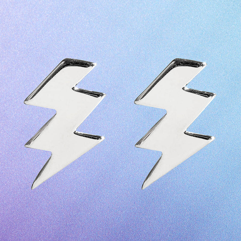 Lightning Bolt Silver Stud Earrings