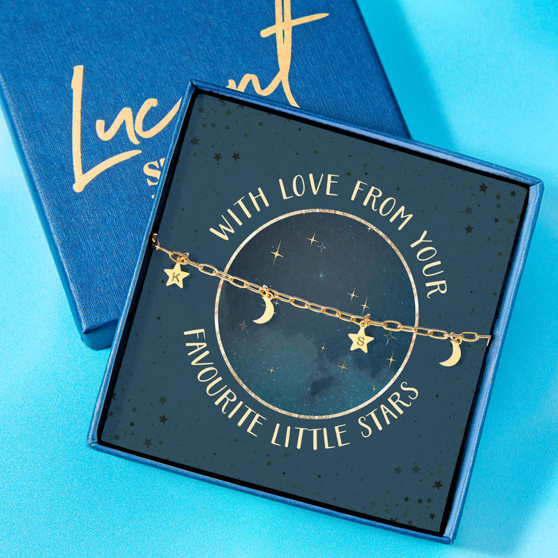 Little Stars Personalised Star And Moon Bracelet