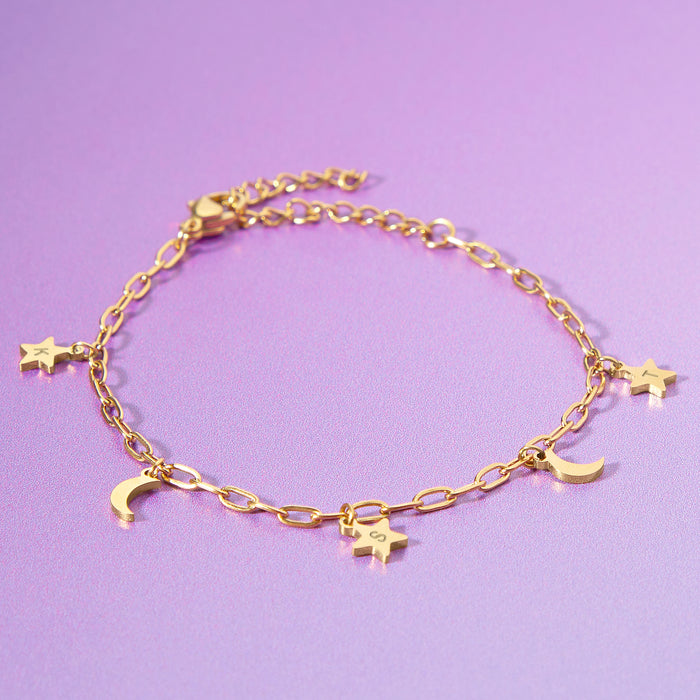 Little Stars Personalised Star And Moon Bracelet