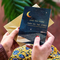 Love You More Stars Celestial Greeting Card