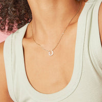 Love You More Than Horse Dainty Horseshoe Necklace