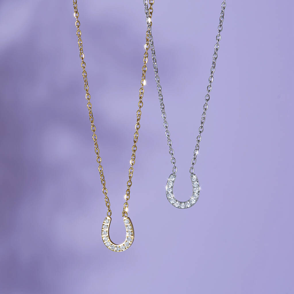 Love You More Than Horse Dainty Horseshoe Necklace