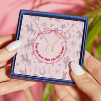 Love You More Than Horse Dainty Horseshoe Necklace