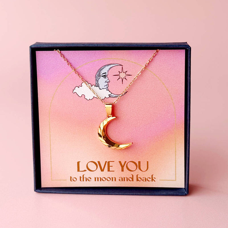 Love You to the Moon Gold Plated Moon Necklace
