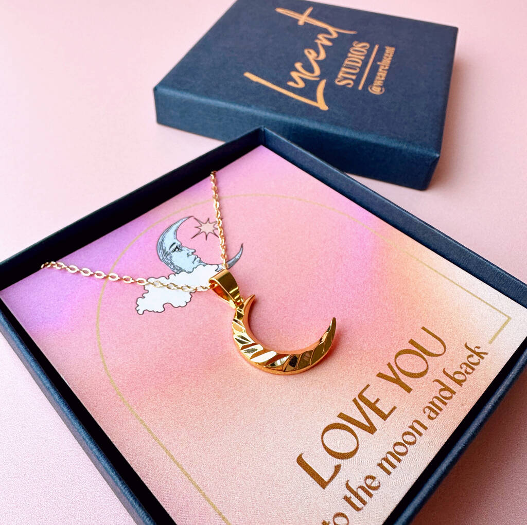 Love You to the Moon Gold Plated Moon Necklace