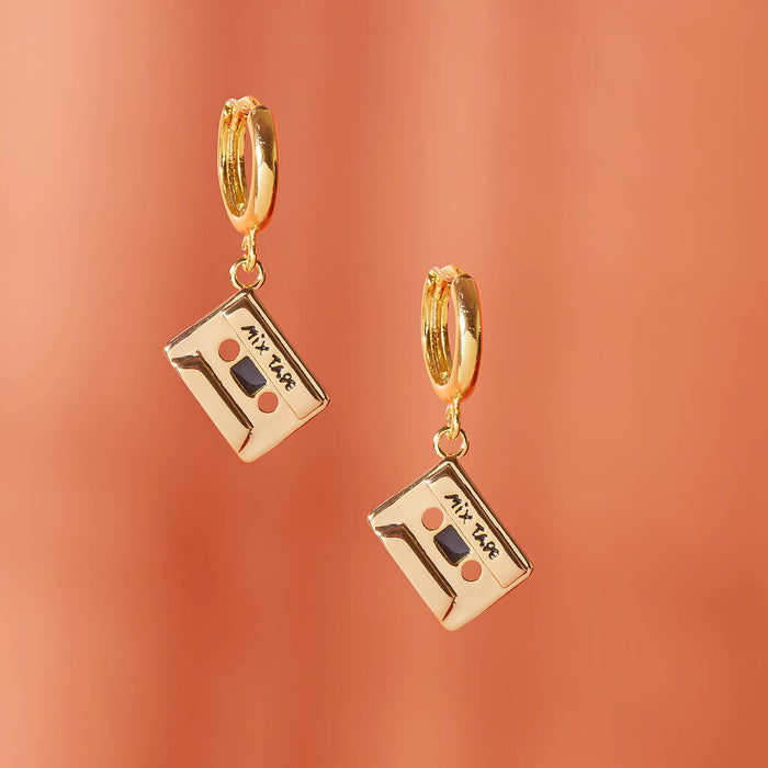 Mix Tape Gold or Silver plated hoop earrings