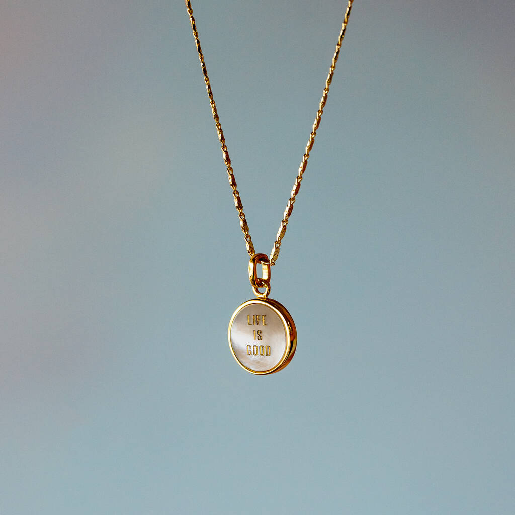 Mother of Pearl Affirmation Gold Plated Necklace