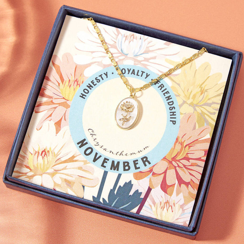 Mother Of Pearl Birth Flower Necklace