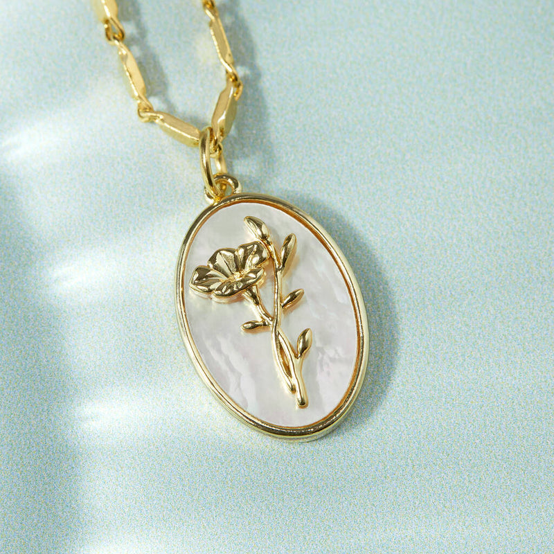 Mother Of Pearl Birth Flower Necklace