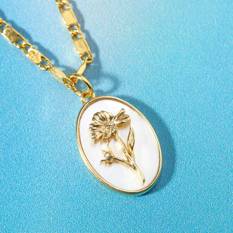 Mother Of Pearl Birth Flower Necklace