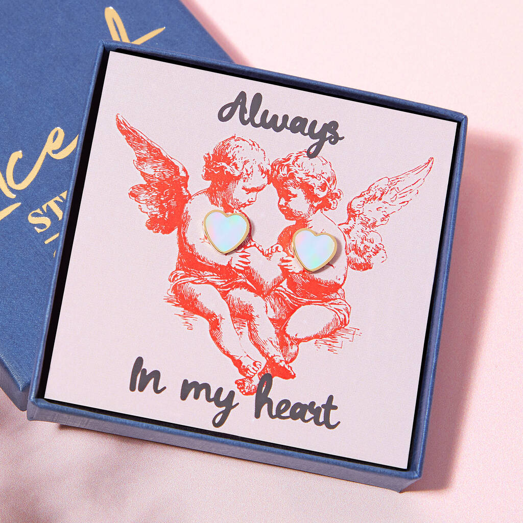 Pearl And Gold Plated Heart Valentines Earring Studs