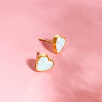 Mother of Pearl gold plated Heart earring studs