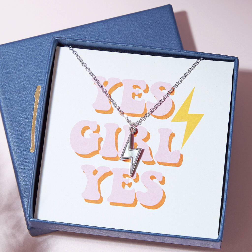 Mother Of Pearl Lightning Bolt Necklace