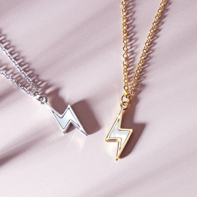 Mother Of Pearl Lightning Bolt Necklace
