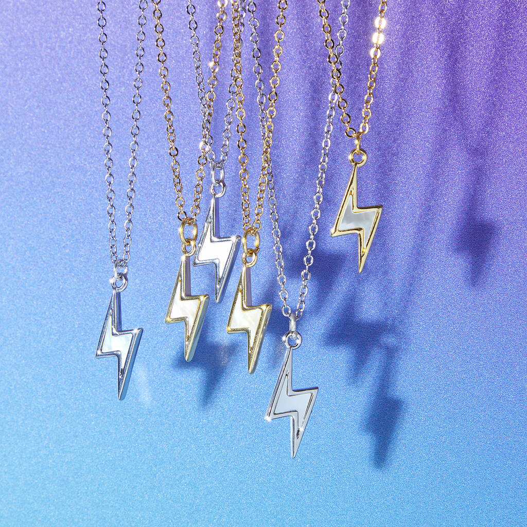 Mother Of Pearl Lightning Bolt Necklace