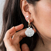 Mother Of Pearl Shell And Hoop Dangle Earrings