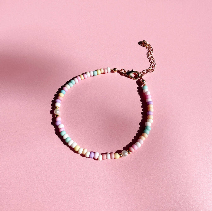 No Waste Pastel Beaded Anklet