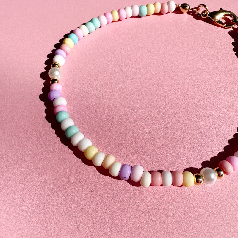 No Waste Pastel Beaded Anklet
