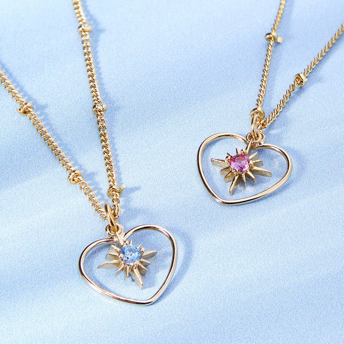 Nova Birthstone Heart Birthday Necklace
