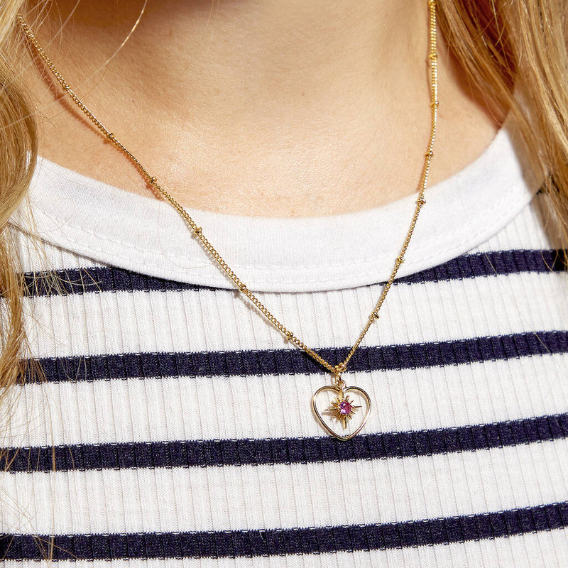 Nova Birthstone Heart Birthday Necklace
