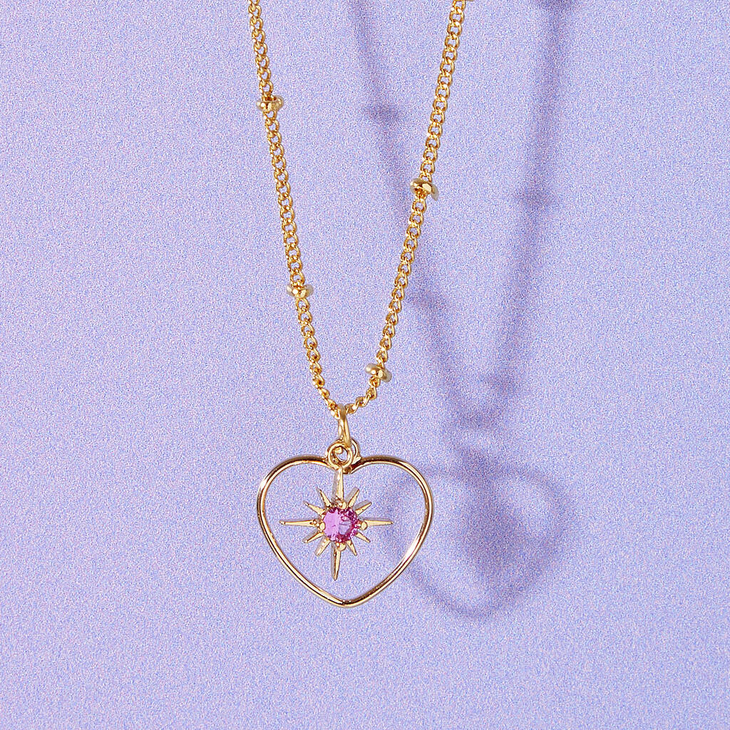 Nova Birthstone Heart Birthday Necklace