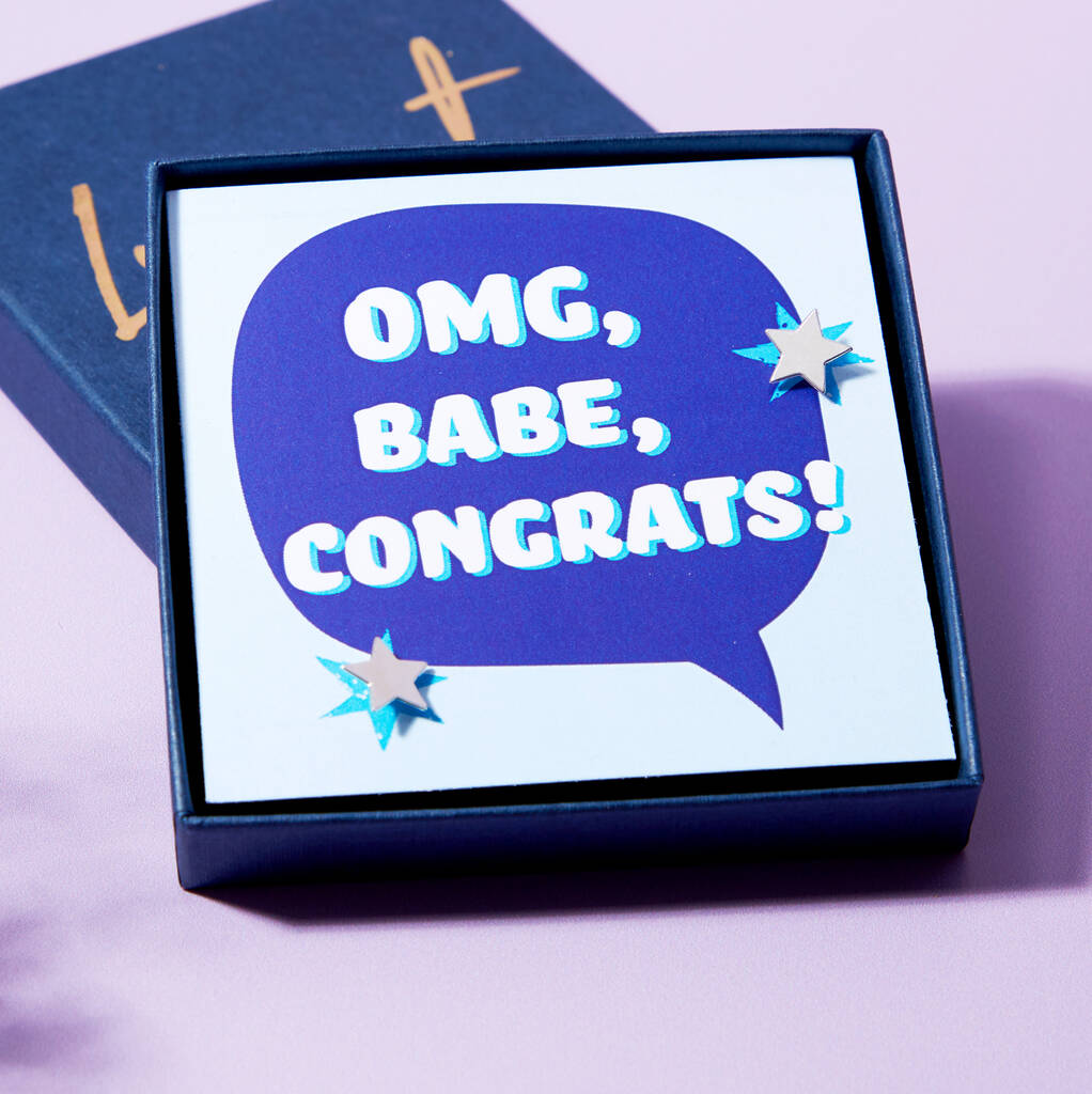 Omg Babe Congratulations Star Earrings
