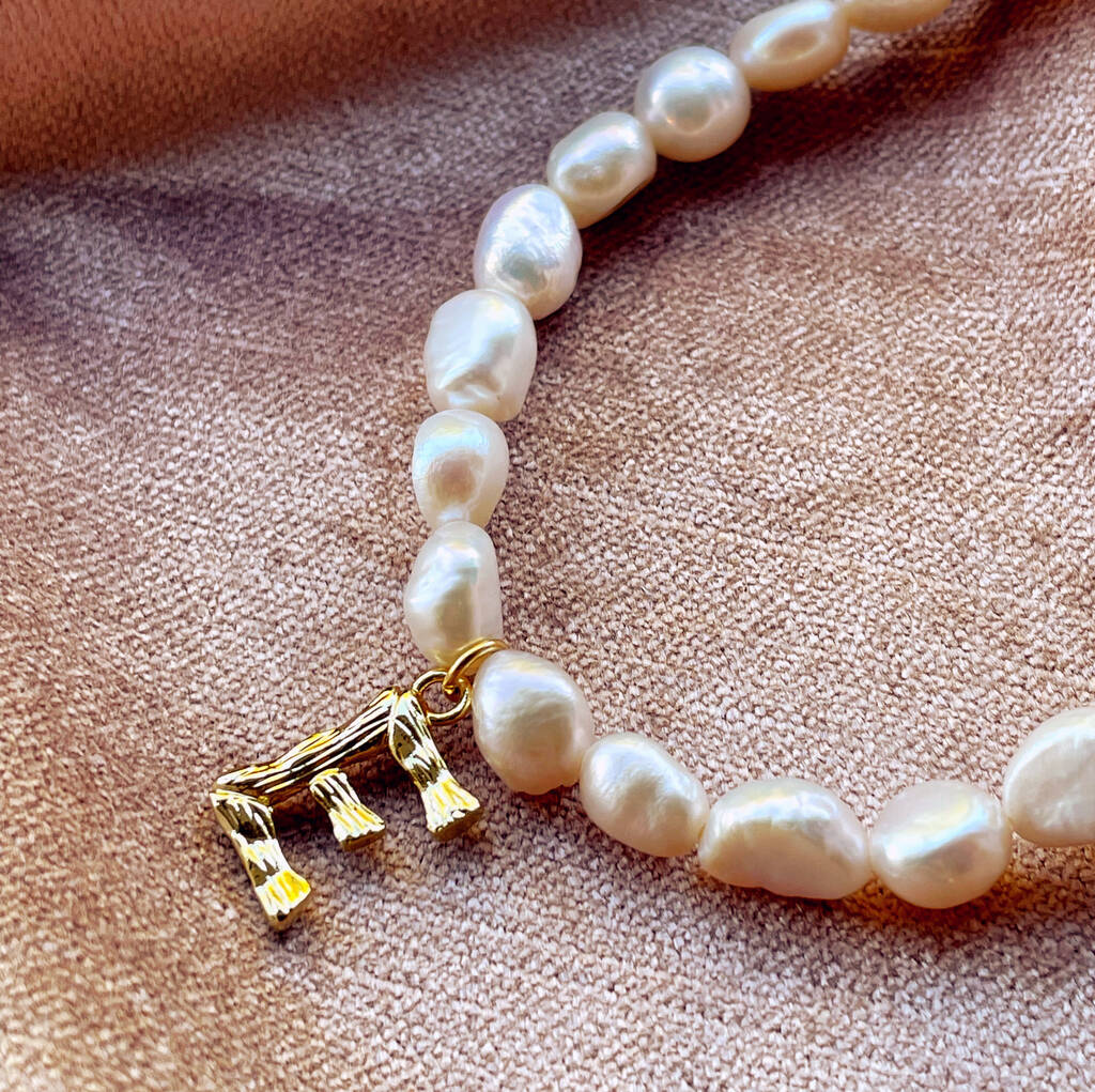 Pearl And Molten Initial Personalised Bracelet