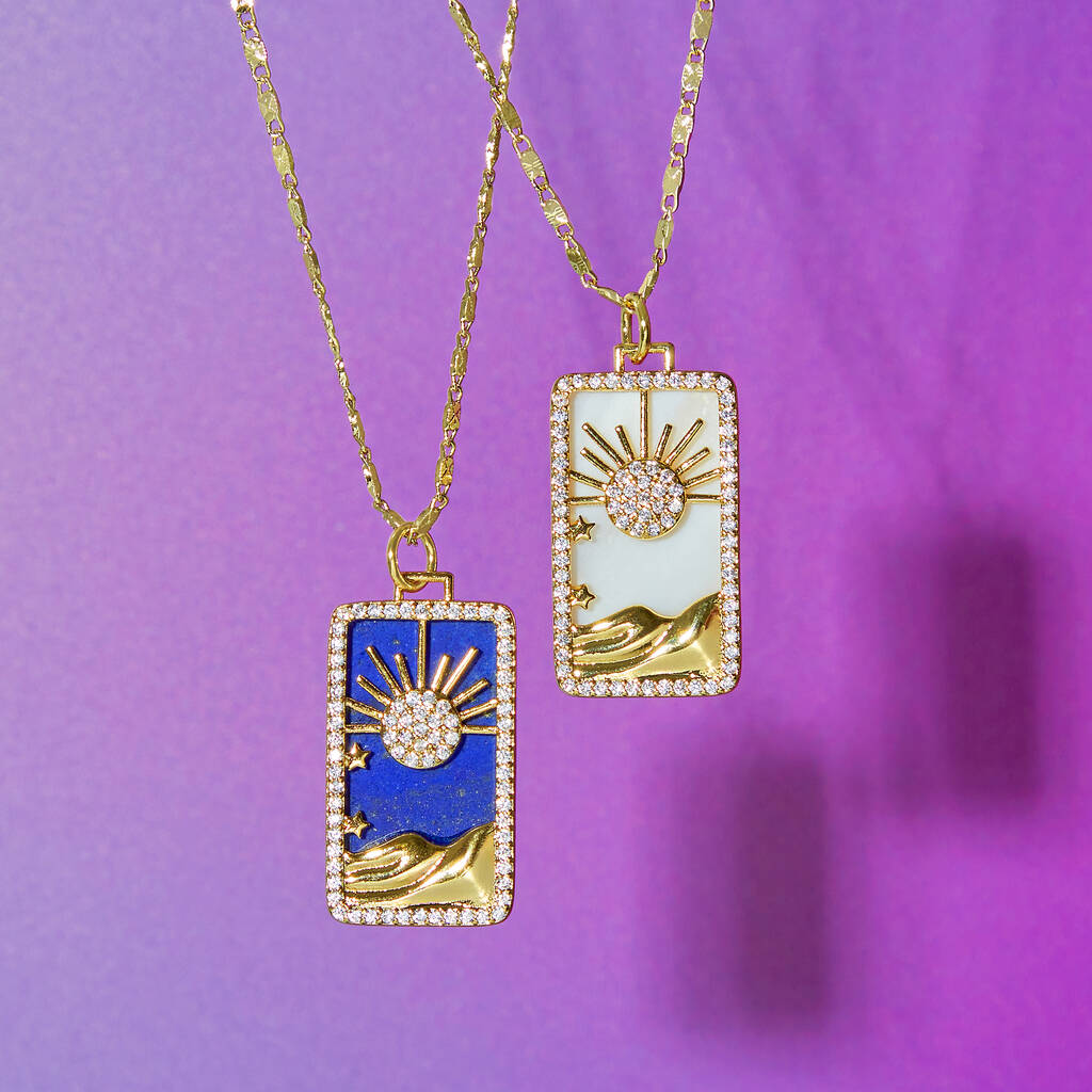 Pearl Or Lapis Sun Pendant On Gold Filled Chain