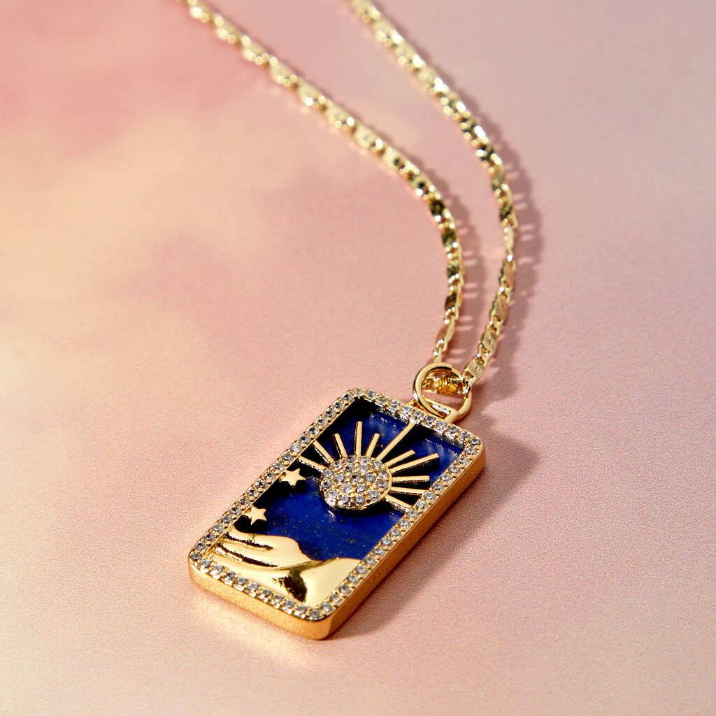 Pearl Or Lapis Sun Pendant On Gold Filled Chain