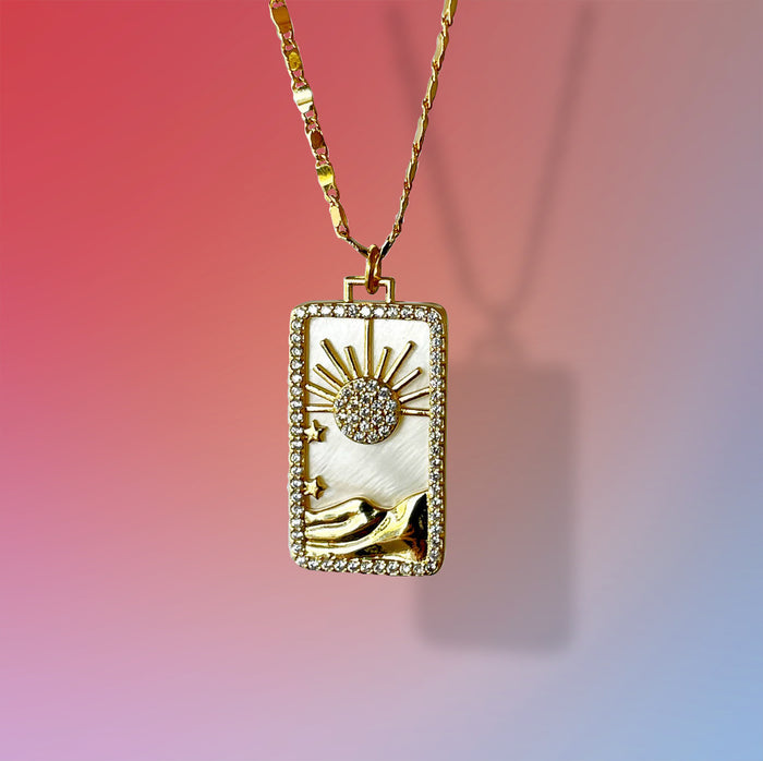 Pearl Or Lapis Sun Pendant On Gold Vermeil Chain