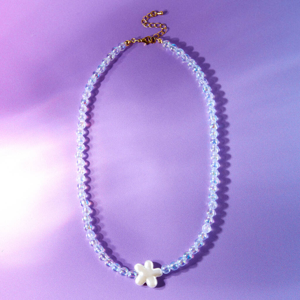 Pearlescent Flower Bubble Bead Necklace