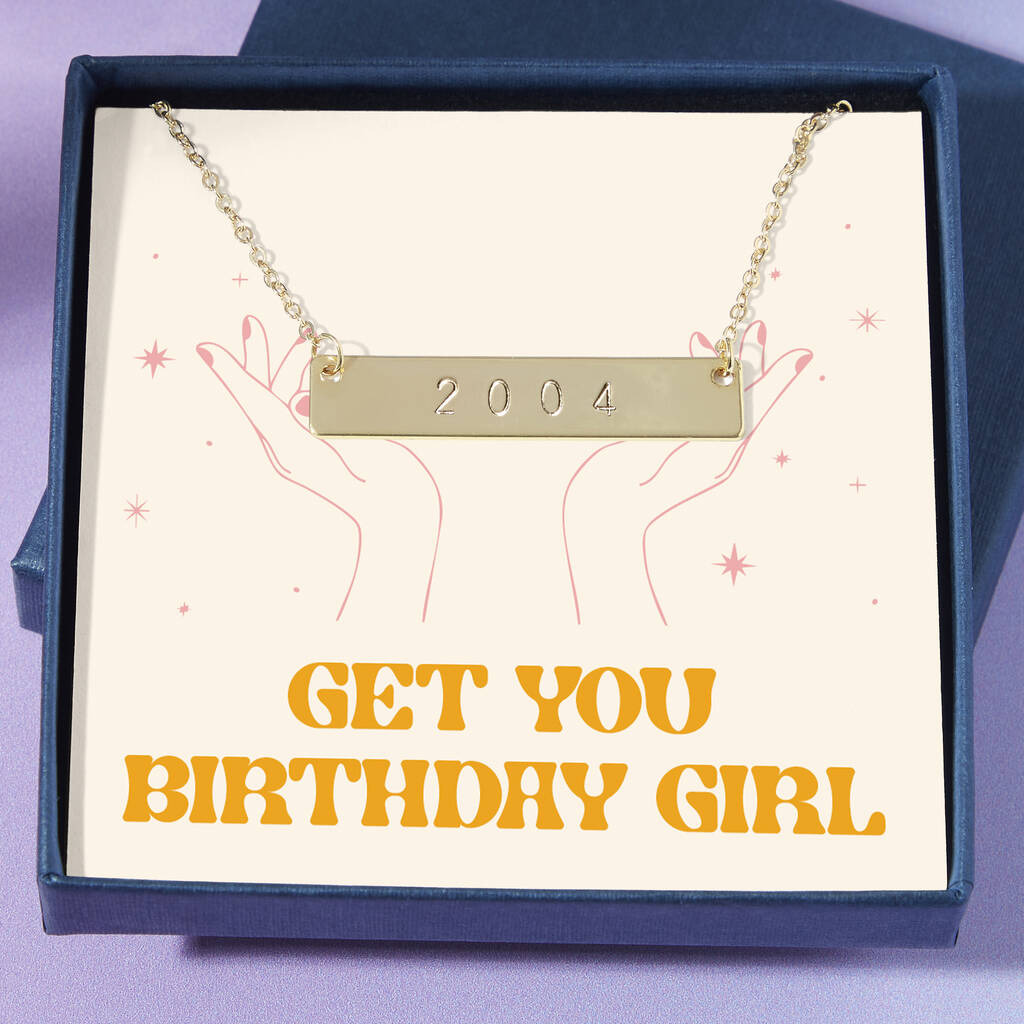 Personalised Gold Bar Birth Year Necklace