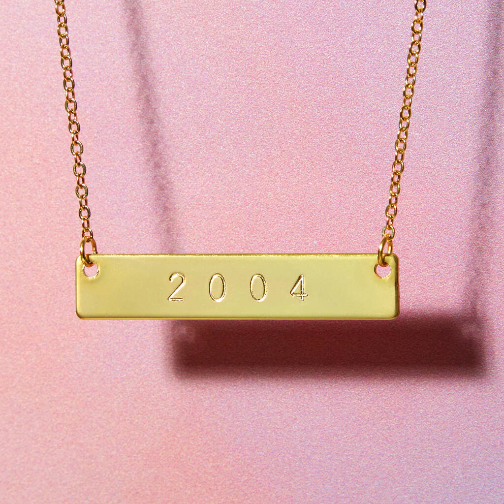 Personalised Gold Bar Birth Year Necklace