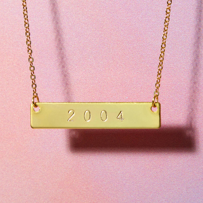 Personalised Gold Bar Birth Year Necklace